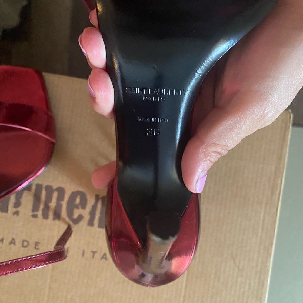 [Saint Laurent] red metallic heels BNWT #7 - Picture 2 of 7